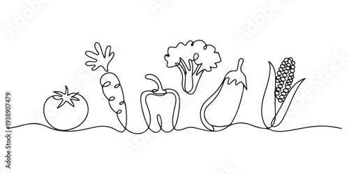 Continuous one line drawing Healthy food concept. Vegetables, fruits and milk. one line Art icon drawing vector. Continuous Line Drawing of a Fresh Salad Bowl. line icon-continuous line drawing. 