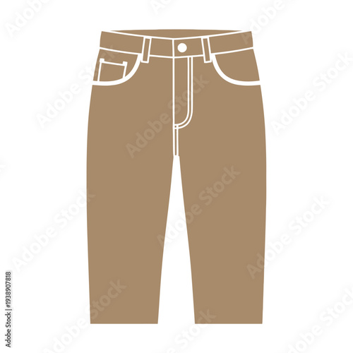 Illustration of Brown Trousers with White Trim.
