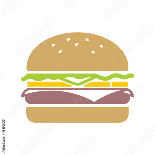 Illustration of a Cheeseburger with Lettuce.