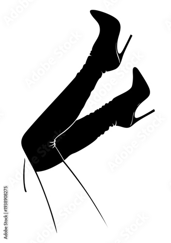 Over the Knee Boots Fashion Silhouette, Slim Female Legs in Glamorous Thigh High Heels for Night Out and Bold Street Style