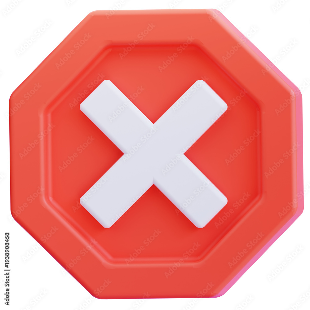 Obraz premium 3D Wrong Cross Icon