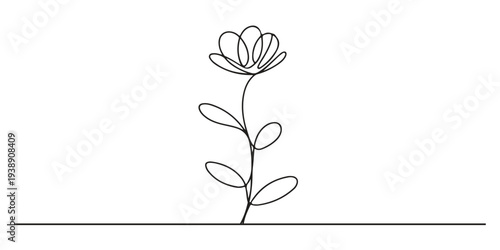 Plant growing continuous one line art drawing of tree plant outline vector illustration.