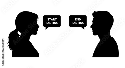 Two individuals discussing the concept of starting and ending a fast conversationally Vector, illustration