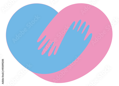 Community Support Logo with Interlocking Hearts and Helping Hands — Emotional Care, Social Assistance and Charity Symbol for Nonprofit Organization