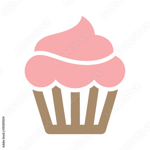 Pink Frosting Cupcake Illustration.