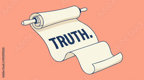 Unfurling Ancient Scroll Revealing the Word Truth.