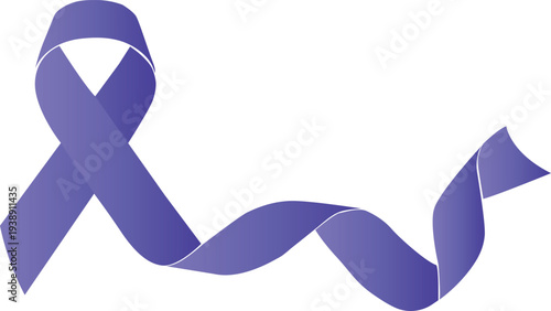 Purple Awareness Ribbon with Elegant Long Waving Tail