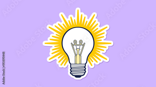 Brightly glowing light bulb symbolizing innovation and brilliant ideas.
