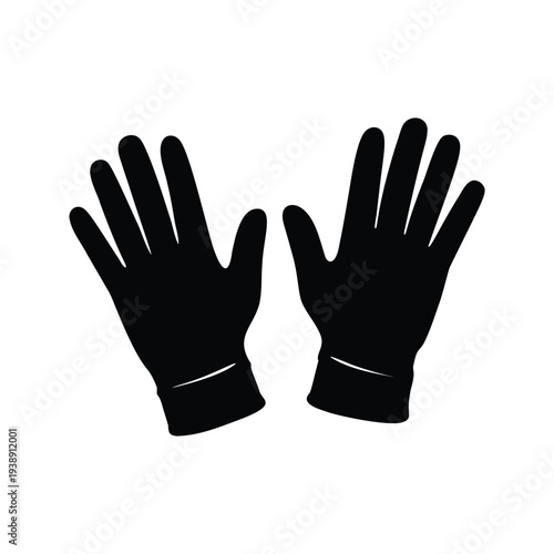 Two pairs of gloves silhouette vector illustration showcasing handwear design, garden gloves silhouette vector illustration