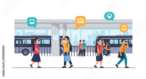 People walking on a city street focused on their activities and surroundings.