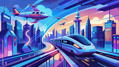 Future Electric Transportation Concept with Autonomous Car Train and Drone
