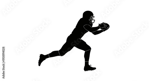 American Football Player Running with Ball.