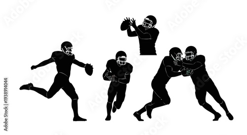 American Football Players in Action Poses.