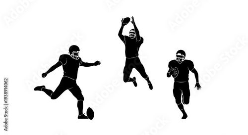 American Football Players in Action Silhouettes 1.