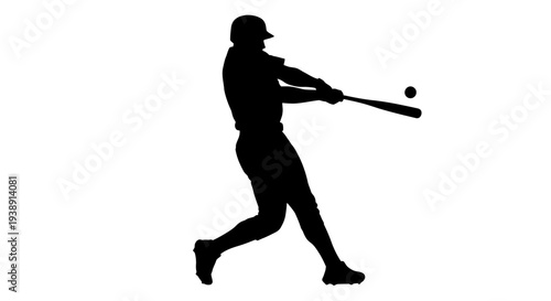 Baseball Player Hitting Ball with Bat 1.