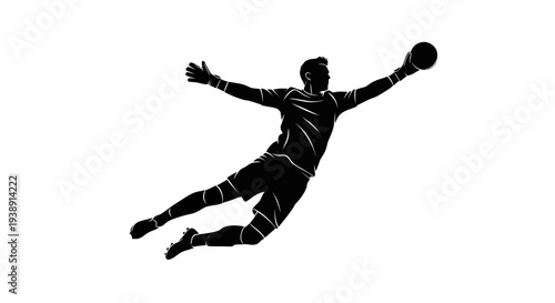 Goalkeeper Jumping to Save the Ball.