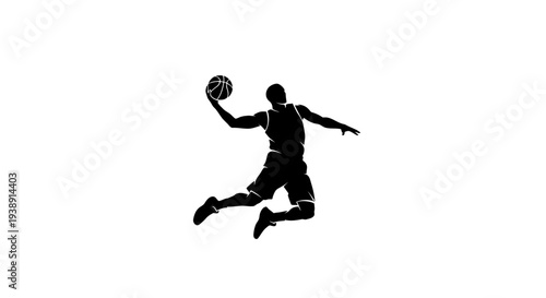 Man Jumping with Basketball in Hand.