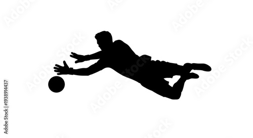 Silhouette of Goalkeeper Catching Football.