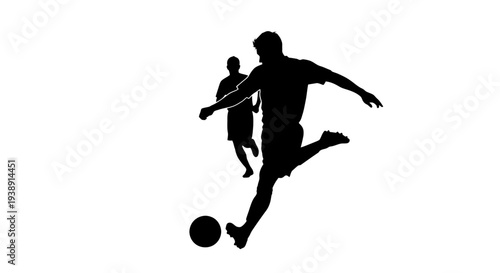 Silhouette of Soccer Players in Action.