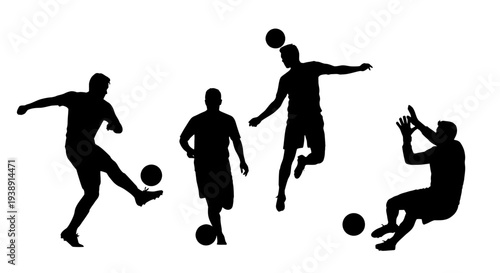 Silhouettes of Men Playing Soccer.