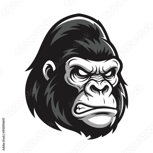 Wallpaper Mural Illustration of a gorilla's head with a serious expression on a white background Torontodigital.ca