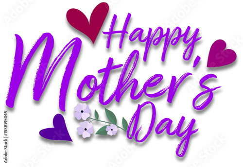 Stylish Happy Mother’s Day typography design with flowers and soft decorative elements, ideal for cards, banners and online promotions.