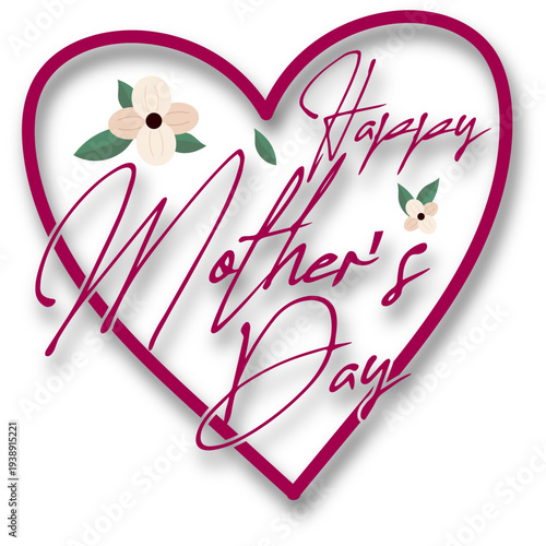 Stylish Happy Mother’s Day typography design with flowers and soft decorative elements, ideal for cards, banners and online promotions.