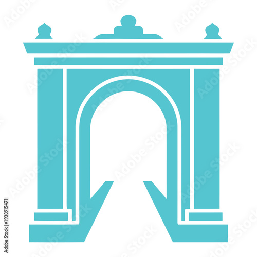 Simple Teal Archway Icon with Columns.