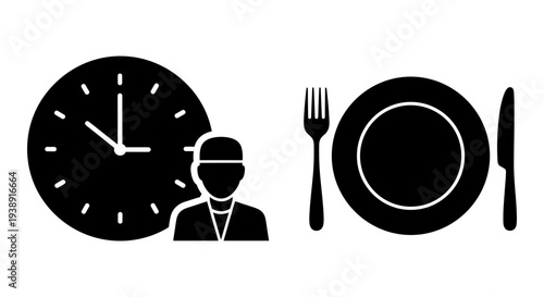 The balance between time management and enjoying a meal together Vector, illustration