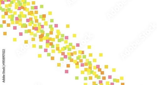 Vibrant pixelated diagonal stream of diverse colors on white background