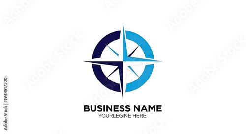 Business compass logo template with blue and dark blue colors