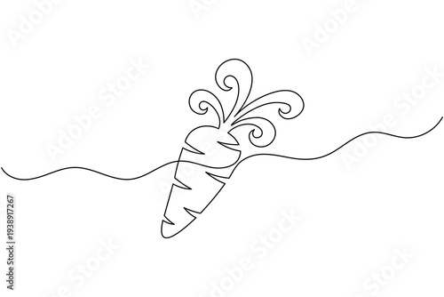 Swirl Carrot Continuous One Line Drawing Minimalist Artistic Vegetable Icon Outline Vector