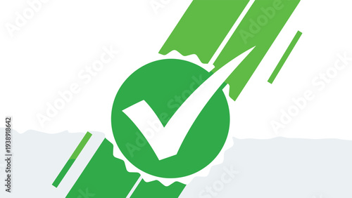 Large green checkmark symbol set against a bright background represents successful completion or quality approval.