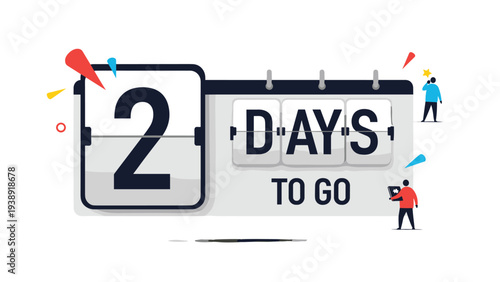 Interactive countdown calendar showing two days to go features people busy with preparations around the numbers.