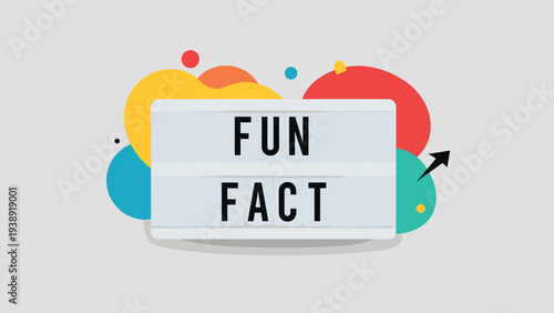 Fun fact announcement graphic displayed on a white light box with colorful abstract blobs in the background.
