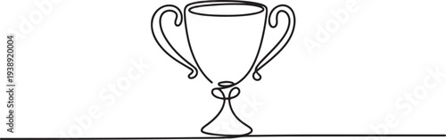 Doodle trophy for the champion.one line vector illustration with out background
