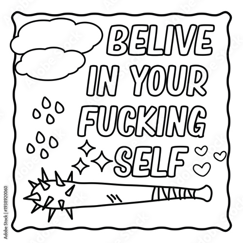 Bold and Easy Motivational Swear Word Coloring Page, Sweary Motivational Quotes, Sweary Coloring Page, Groovy letters and Swear Words, Inspirational Swear Word, Funny Quotes, Sweary Affirmations,