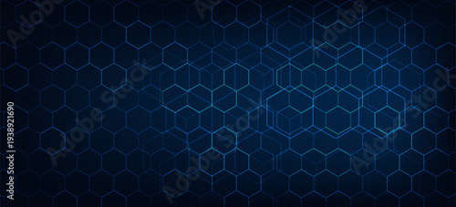 Digital technology background. Abstract hexagons background with lines and dots. Design for science, medicine or technology