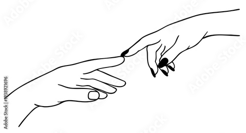 Initiative Touch Gesture, Man and Woman Reaching Index Fingers Showing First Physical Interest, approach