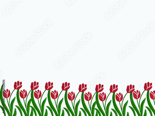Fotografía Aesthetic white background with tulip decoration on the lower side