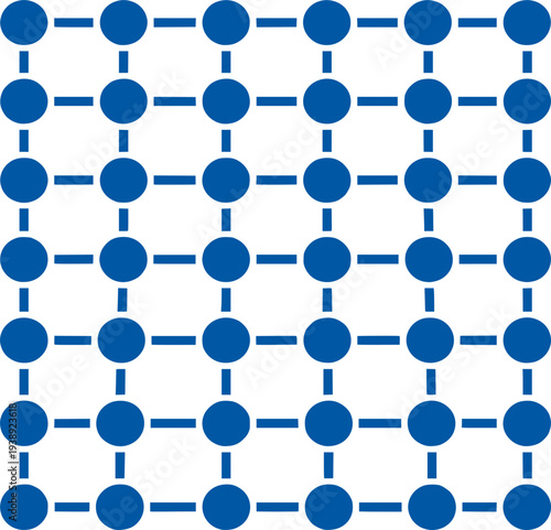 Abstract Dark Blue Grid Pattern with Circular Nodes on White Background
