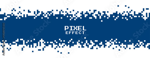 blue and white dotted pattern abstract banner with pixel effect