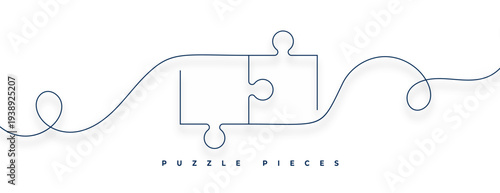 creative lineart puzzle piece jigsaw on white background