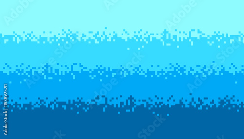 pixilated halftone effect mosaic pattern blue banner in retro style