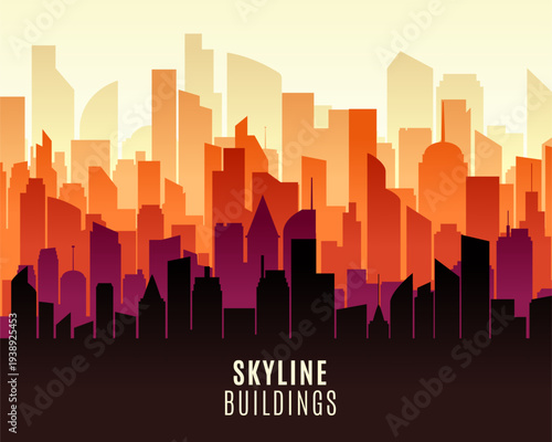 urban skyline downtown dense populated silhouette