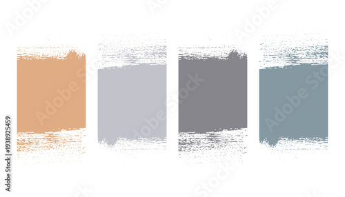 collection of four grunge rough texture banner with brush stroke effect