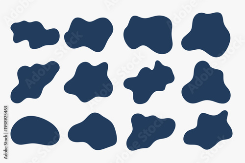 set of irregular liquid form element in blue color design
