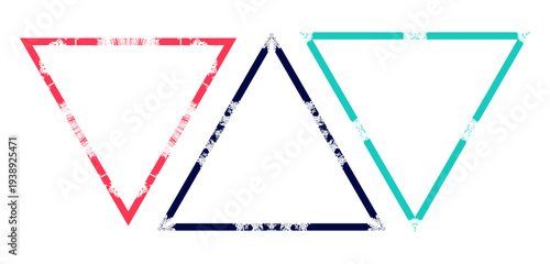 geometric style abstract grungy distress texture banner in set