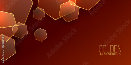 golden hexagonal shape premium background for presentation