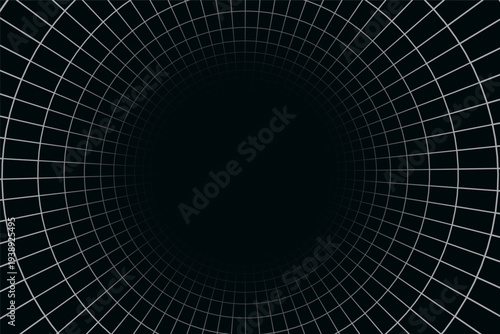 abstract tunnel wireframe layout on black background design